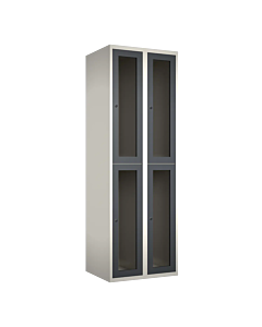 Halfhoge doorzichtige locker voor 4 personen met kledingroede + 3 kledinghaken per vak - H.180 x B.60 cm Wit (RAL9010) Antraciet (RAL7024)