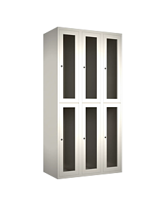 Halfhoge doorzichtige locker voor 6 personen met kledingroede + 3 kledinghaken per vak - H.180 x B.90 cm Wit (RAL9010) Wit (RAL9010)