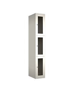 Metalen locker met 3 vakken en plexiglas deuren - H.180 x B.30 cm Wit (RAL9010) Wit (RAL9010)