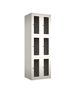 Metalen locker met 6 vakken en plexiglas deuren - H.180 x B.60 cm Wit (RAL9010) Wit (RAL9010)