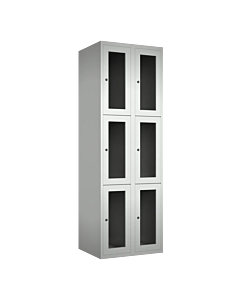 Metalen locker met 6 vakken en plexiglas deuren - H.180 x B.60 cm Lichtgrijs (RAL7035) Lichtgrijs (RAL7035)