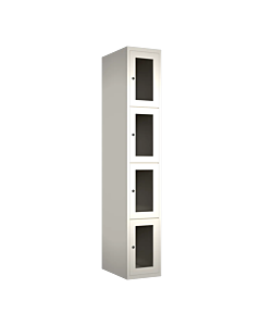 Metalen locker met 4 vakken en plexiglas deuren - H.180 x B.30 cm Wit (RAL9010) Wit (RAL9010)
