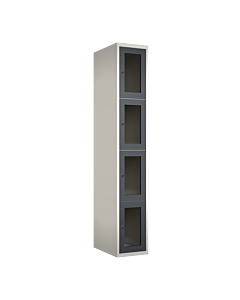 Metalen locker met 4 vakken en plexiglas deuren - H.180 x B.30 cm Wit (RAL9010) Antraciet (RAL7024)
