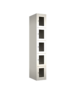 Metalen locker met 5 vakken en plexiglas deuren - H.180 x B.30 cm Wit (RAL9010) Wit (RAL9010)