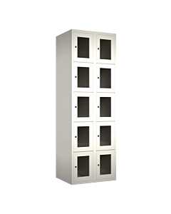 Metalen locker met 10 vakken en plexiglas deuren - H.180 x B.60 cm Wit (RAL9010) Wit (RAL9010)