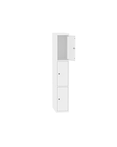 Metalen locker met 3 vakken - H.180 x B.30 cm Zuiver wit (RAL9010) Zuiver wit (RAL9010)