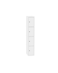 Metalen locker met 4 vakken - H.180 x B.30 cm Zuiver wit (RAL9010) Zuiver wit (RAL9010)