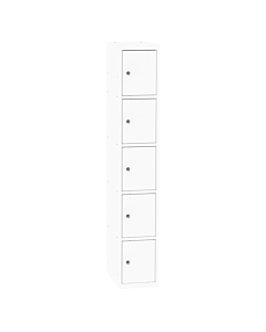 Metalen locker met 5 vakken - H.180 x B.30 cm Zuiver wit (RAL9010) Zuiver wit (RAL9010)