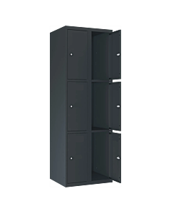 Metalen locker met 6 vakken - H.180 x B.60 cm Antracietgrijs (RAL7016) Antracietgrijs (RAL7016) 123