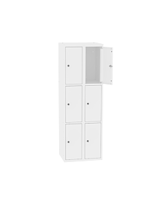 Metalen locker met 6 vakken - H.180 x B.60 cm Zuiver wit (RAL9010) Zuiver wit (RAL9010)