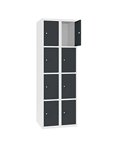 Metalen locker met 8 vakken - H.180 x B.60 cm Zuiver wit (RAL9010) Antracietgrijs (RAL7016)