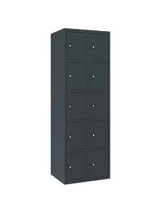 Metalen locker met 10 vakken - H.180 x B.60 cm Antracietgrijs (RAL7016) Antracietgrijs (RAL7016)