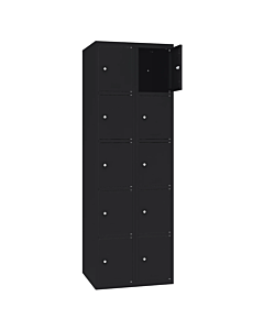 Metalen locker met 10 vakken - H.180 x B.60 cm Gitzwart (RAL9005) Gitzwart (RAL9005)