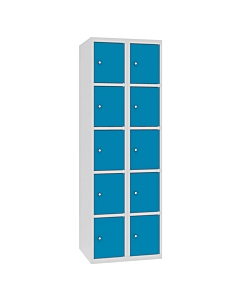 Metalen locker met 10 vakken - H.180 x B.60 cm Lichtgrijs (RAL7035) Lichtblauw (RAL5012)