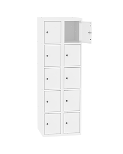 Metalen locker met 10 vakken - H.180 x B.60 cm Zuiver wit (RAL9010) Zuiver wit (RAL9010)