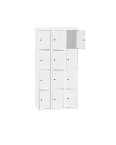 Metalen locker met 12 vakken - H.180 x B.90 cm Zuiver wit (RAL9010) Zuiver wit (RAL9010)