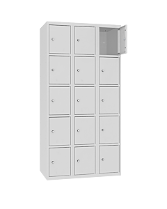 Metalen locker met 15 vakken - H.180 x B.90 cm Lichtgrijs (RAL7035) Lichtgrijs (RAL7035)