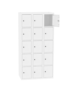 Metalen locker met 15 vakken - H.180 x B.90 cm Zuiver wit (RAL9010) Zuiver wit (RAL9010)