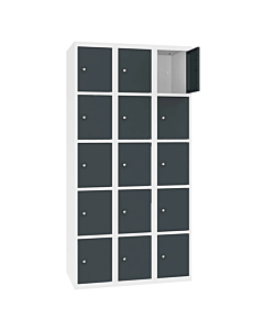 Metalen locker met 15 vakken - H.180 x B.90 cm Zuiver wit (RAL9010) Antracietgrijs (RAL7016)