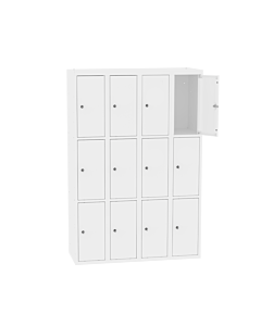 Metalen locker met 12 vakken - H.180 x B.120 cm Zuiver wit (RAL9010) Zuiver wit (RAL9010)