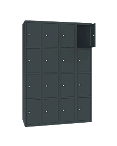 Metalen locker met 16 vakken - H.180 x B.120 cm Antracietgrijs (RAL7016) Antracietgrijs (RAL7016)