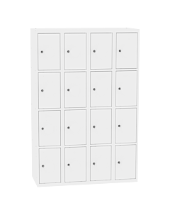 Metalen locker met 16 vakken - H.180 x B.120 cm Zuiver wit (RAL9010) Zuiver wit (RAL9010)