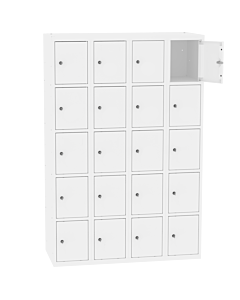 Metalen locker met 20 vakken - H.180 x B.120 cm Zuiver wit (RAL9010) Zuiver wit (RAL9010)