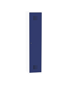 Metalen kledinglocker met legbord en kledingroede + 3 kledinghaken voor 1 persoon - breed model - H.180 x B.40 cm Zuiver wit (RAL9010) Gentiaanblauw (RAL5010)