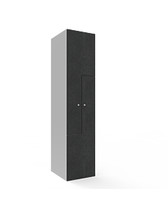 HPL Z locker voor 2 personen - breed model - H.180 x B.40 cm (Staal + HPL) Lichtgrijs (RAL7035) Beton (B041)