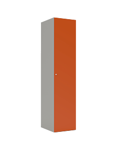 HPL  kledinglocker voor 1 persoon (breed model) - H.180 x B.40 cm Grijs (0149) Oranje (F001)