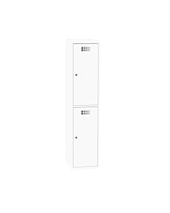 Halfhoge locker voor 2 personen met legbord en kledingroede + 3 kledinghaken - breed model - H.180 x B.40 cm Zuiver wit (RAL9010) Zuiver wit (RAL9010)