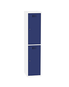 Halfhoge locker voor 2 personen met legbord en kledingroede + 3 kledinghaken - breed model - H.180 x B.40 cm Zuiver wit (RAL9010) Gentiaanblauw (RAL5010)