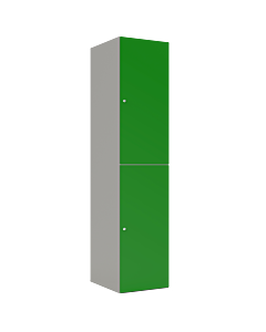 HPL  lockerkast halfhoog voor 2 personen - breed model - H.180 x B.40 cm Grijs (0149) Groen (V109)