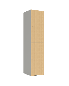 HPL  lockerkast halfhoog voor 2 personen - breed model - H.180 x B.40 cm Grijs (0149) Eiken (C102)