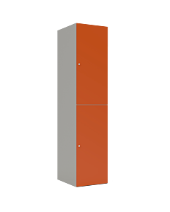 HPL  lockerkast halfhoog voor 2 personen - breed model - H.180 x B.40 cm Grijs (0149) Oranje (F001)