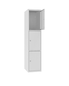 Metalen locker met 3 vakken - H.180 x B.40 cm Lichtgrijs (RAL7035) Lichtgrijs (RAL7035)