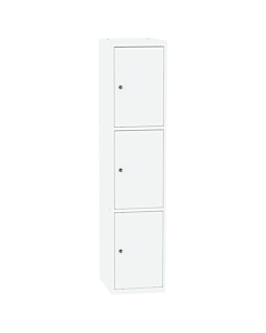 Metalen locker met 3 vakken - H.180 x B.40 cm Zuiver wit (RAL9010) Zuiver wit (RAL9010)