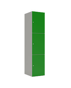 HPL locker met 3 brede vakken - H.180 x B.40 cm Grijs (0149) Groen (V109)