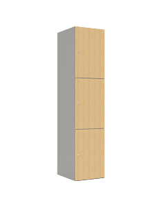 HPL locker met 3 brede vakken - H.180 x B.40 cm Grijs (0149) Eiken (C102)
