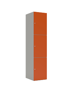 HPL locker met 3 brede vakken - H.180 x B.40 cm Grijs (0149) Oranje (F001)