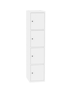 Metalen locker met 4 vakken - H.180 x B.30 cm Zuiver wit (RAL9010) Zuiver wit (RAL9010)
