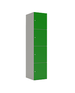 HPL locker met 4 brede vakken - H.180 x B.40 cm Grijs (0149) Groen (V109)