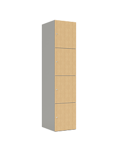 HPL locker met 4 brede vakken - H.180 x B.40 cm Grijs (0149) Eiken (C102)