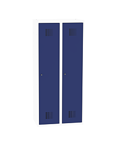Metalen kledinglocker met legbord en kledingroede + 3 kledinghaken voor 2 personen - breed model - H.180 x B.80 cm Zuiver wit (RAL9010) Gentiaanblauw (RAL5010)