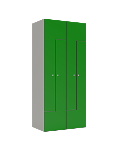 HPL Z locker voor 2 personen - breed model - H.180 x B.40 cm Grijs (0149) Groen (V109)