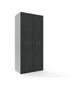 HPL Z locker voor 4 personen - breed model - H.180 x B.80 cm (Staal + HPL) Lichtgrijs (RAL7035) Beton (B041)