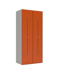 HPL Z locker voor 2 personen - breed model - H.180 x B.40 cm Grijs (0149) Oranje (F001)