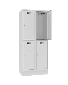 Halfhoge locker voor 4 personen met legbord en kledingroede + 3 kledinghaken - breed model - H.180 x B.80 cm Lichtgrijs (RAL7035) Lichtgrijs (RAL7035)