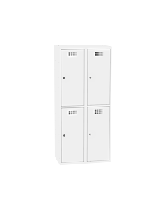 Halfhoge locker voor 4 personen met legbord en kledingroede + 3 kledinghaken - breed model - H.180 x B.80 cm Zuiver wit (RAL9010) Zuiver wit (RAL9010)
