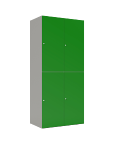 HPL lockerkast halfhoog voor 4 personen - breed model - H.180 x B.80 cm Grijs (0149) Groen (V109)